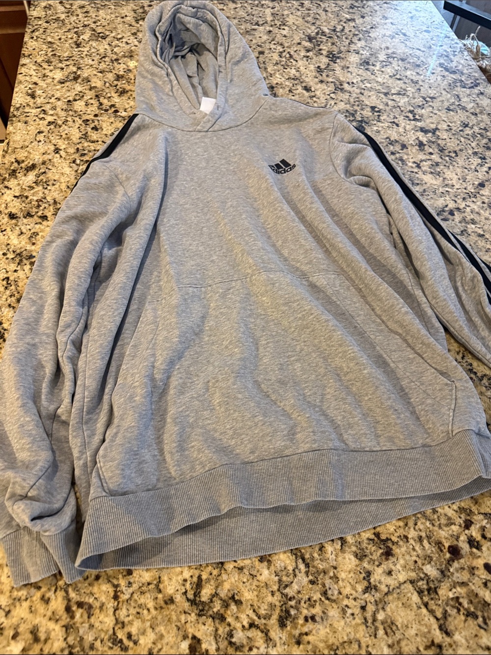 adidas Gray Hoodie with Black Stripe Accents